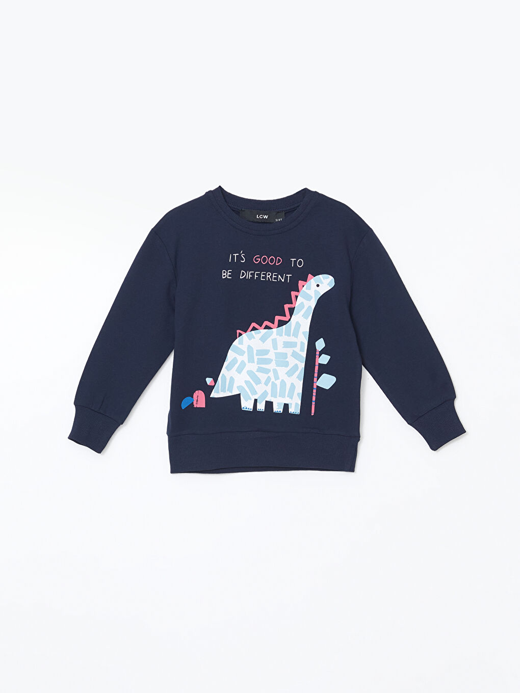 LCW Kids Lacivert Bisiklet Yaka Baskılı Erkek Çocuk Sweatshirt