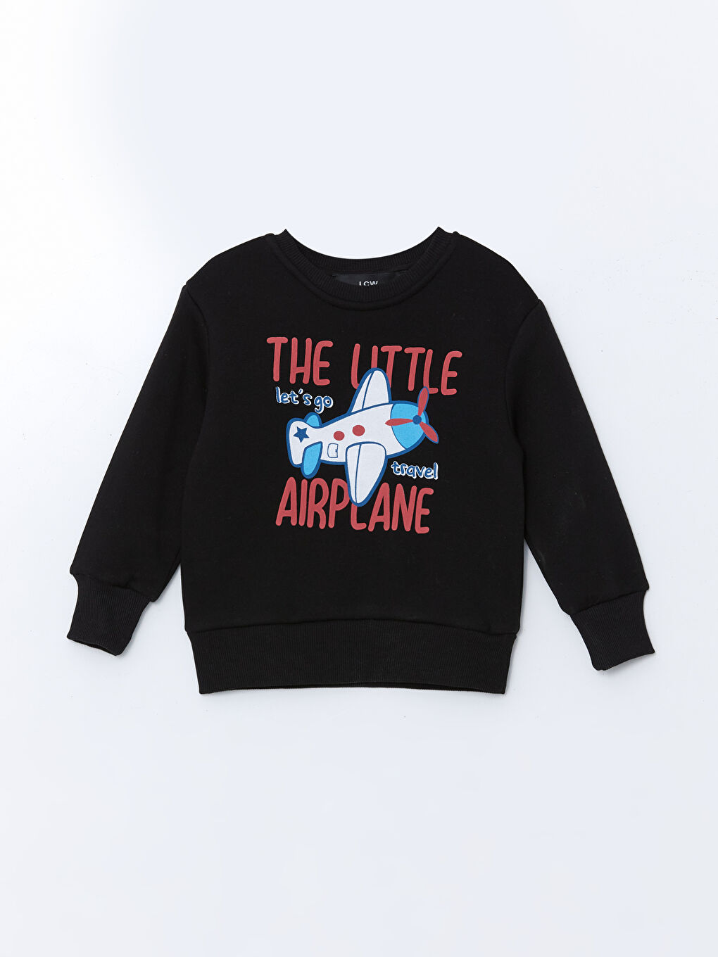 Siyah Bisiklet Yaka Baskılı Erkek Çocuk Sweatshirt