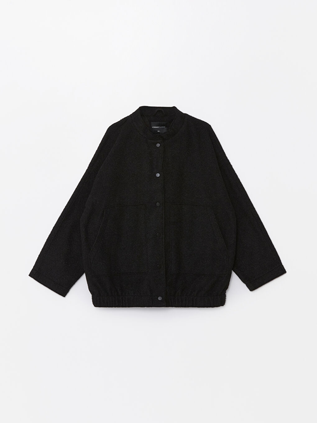 Siyah Kolej Yaka Oversize Kadın Bomber Mont-6