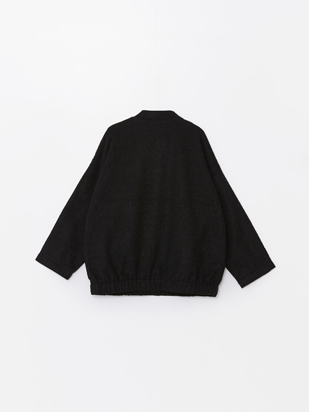 Siyah Kolej Yaka Oversize Kadın Bomber Mont-7