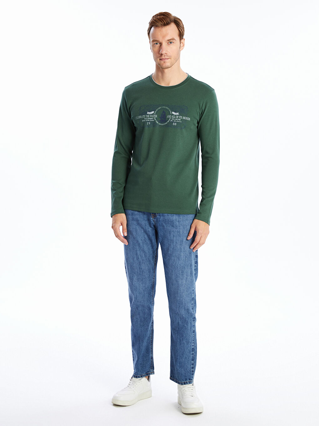 Crew Neck Long Sleeve Printed Men's Sweatshirt -W53314Z8-HRV