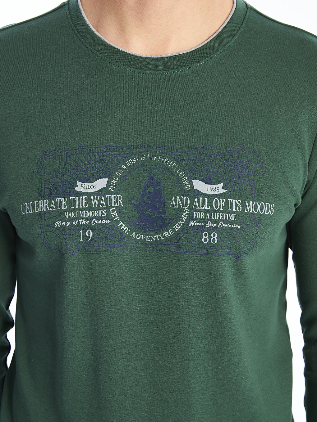 Crew Neck Long Sleeve Printed Men's Sweatshirt -W53314Z8-HRV
