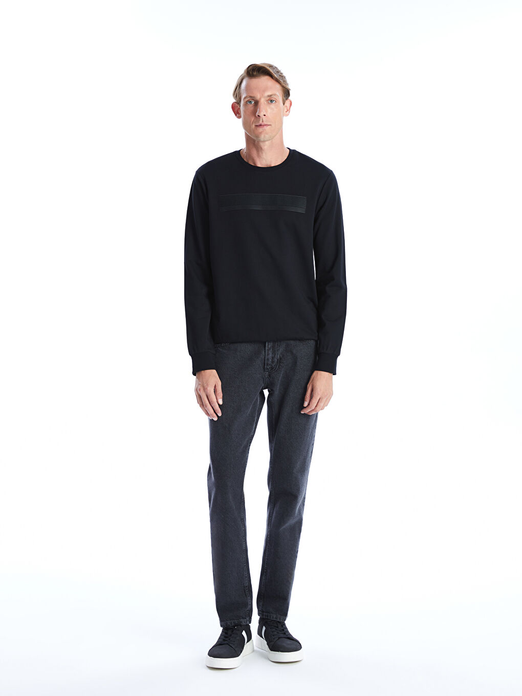 Crew Neck Long Sleeve Printed Men's Sweatshirt-3