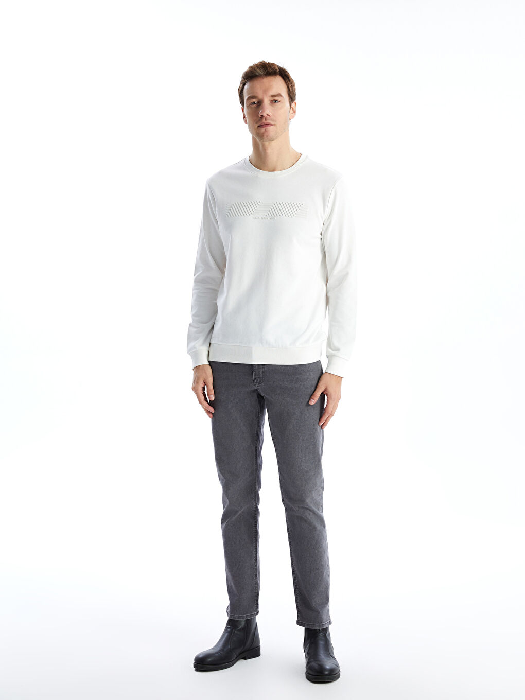 Crew Neck Long Sleeve Printed Men's Sweatshirt-3