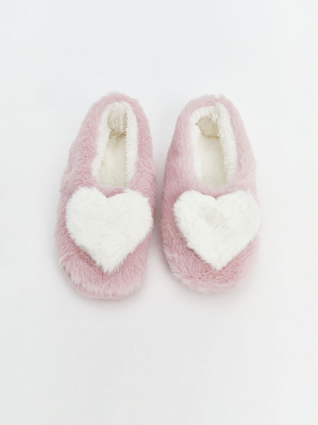 Heart Patterned Girls' Plush Slippers-2
