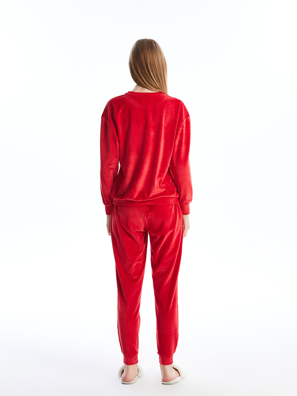 Crew Neck Embroidered Long Sleeve Women's Pyjamas Set-3
