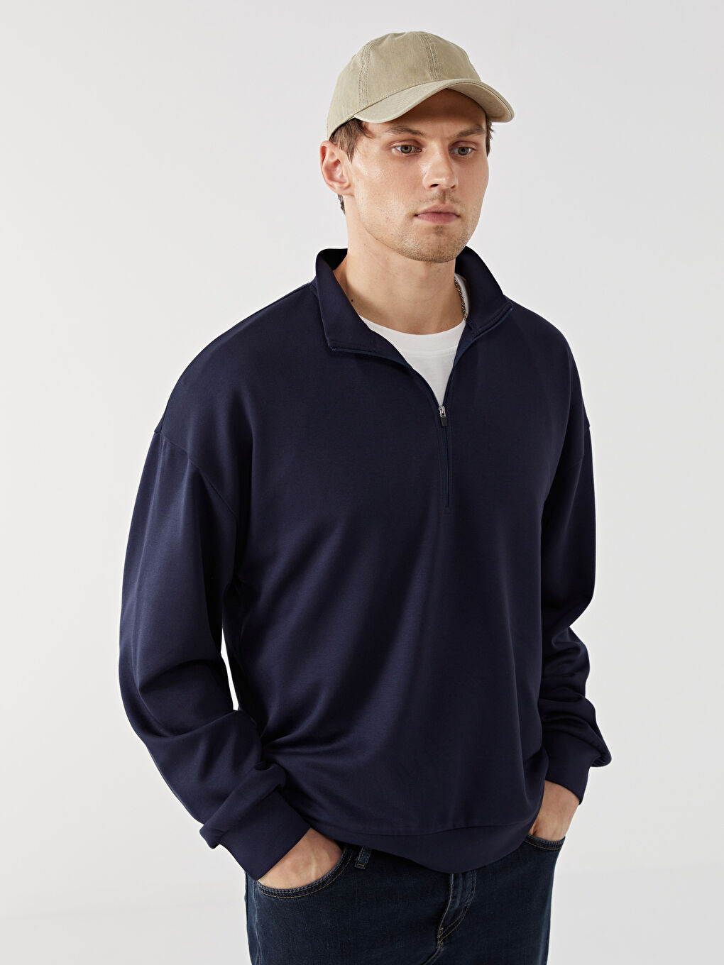XSIDE Indigo Dik Yaka Erkek Sweatshirt