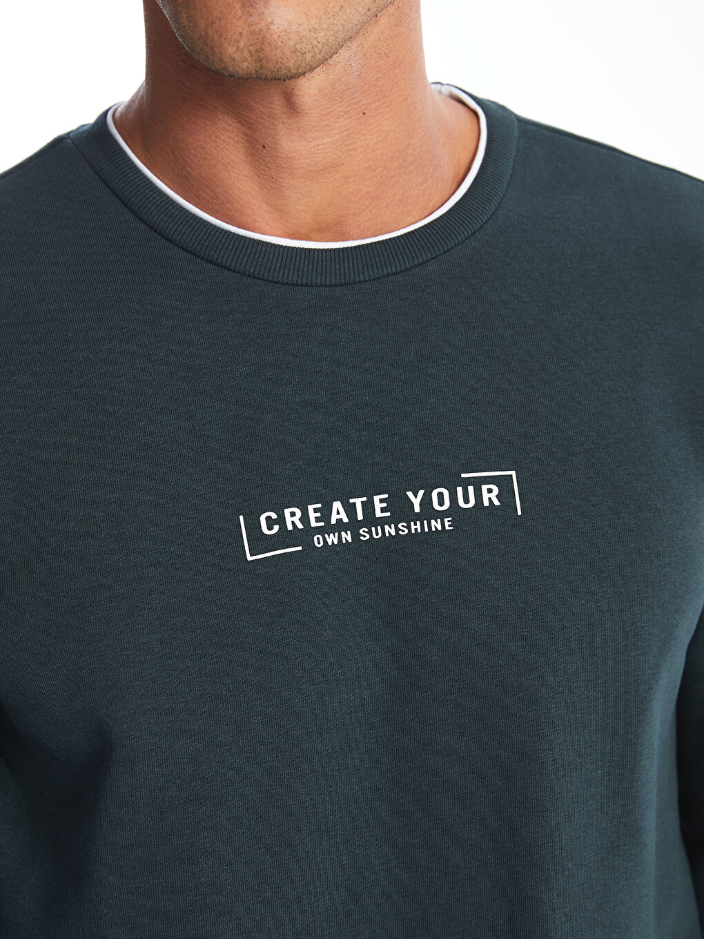 Crew Neck Printed Men's Thick Sweatshirt-2