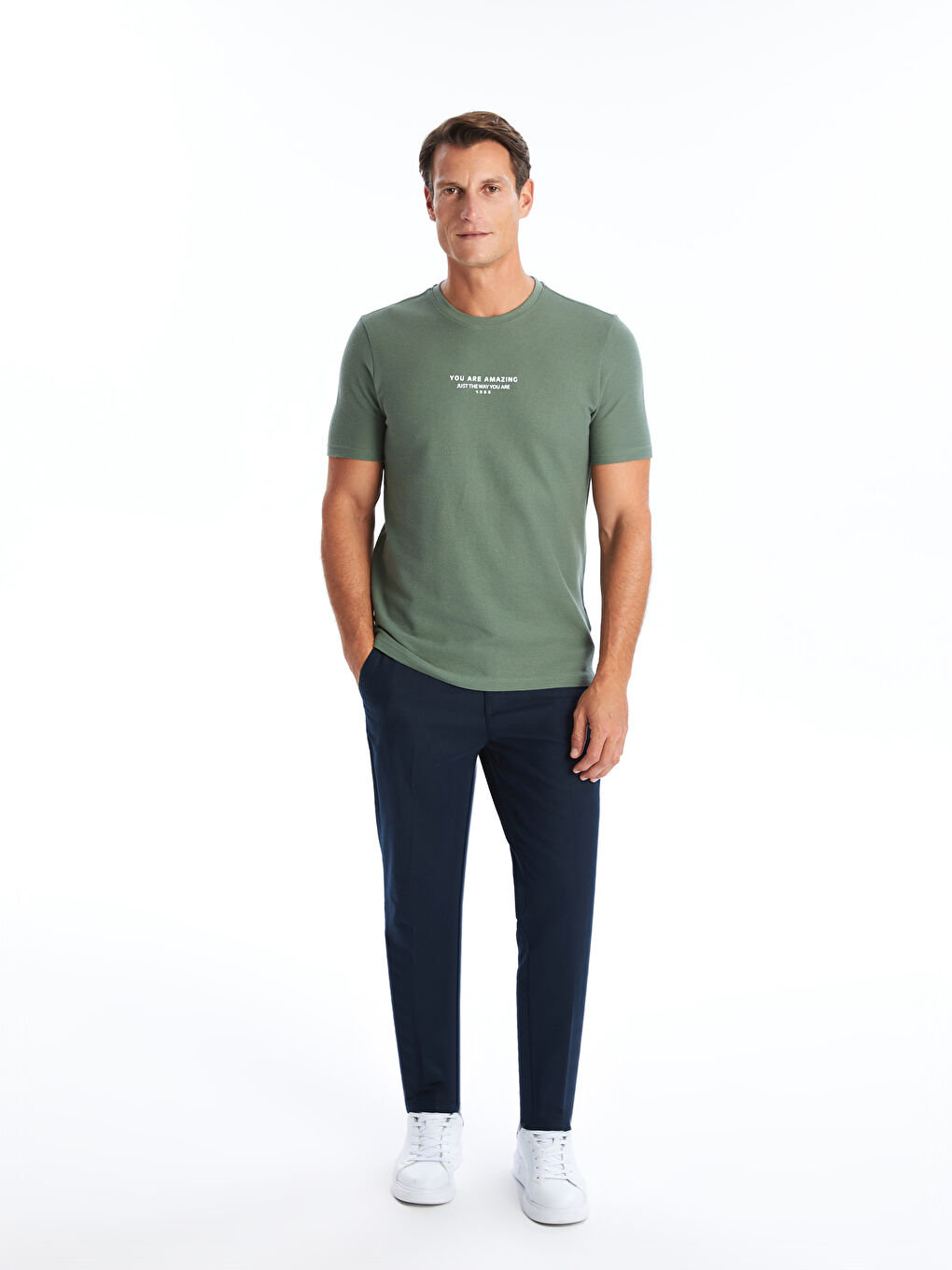 LCWAIKIKI Classic Crew Neck Short Sleeve Printed Men's T-Shirt -W53544Z8-HBA