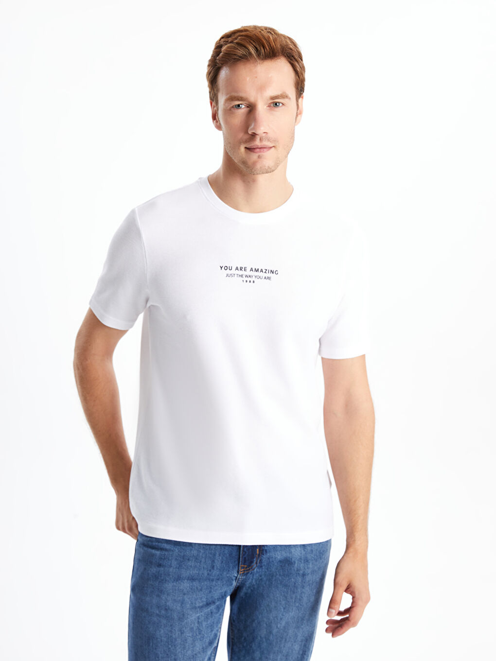LCWAIKIKI Classic Crew Neck Short Sleeve Printed Men's T-Shirt -W53544Z8-Q6K