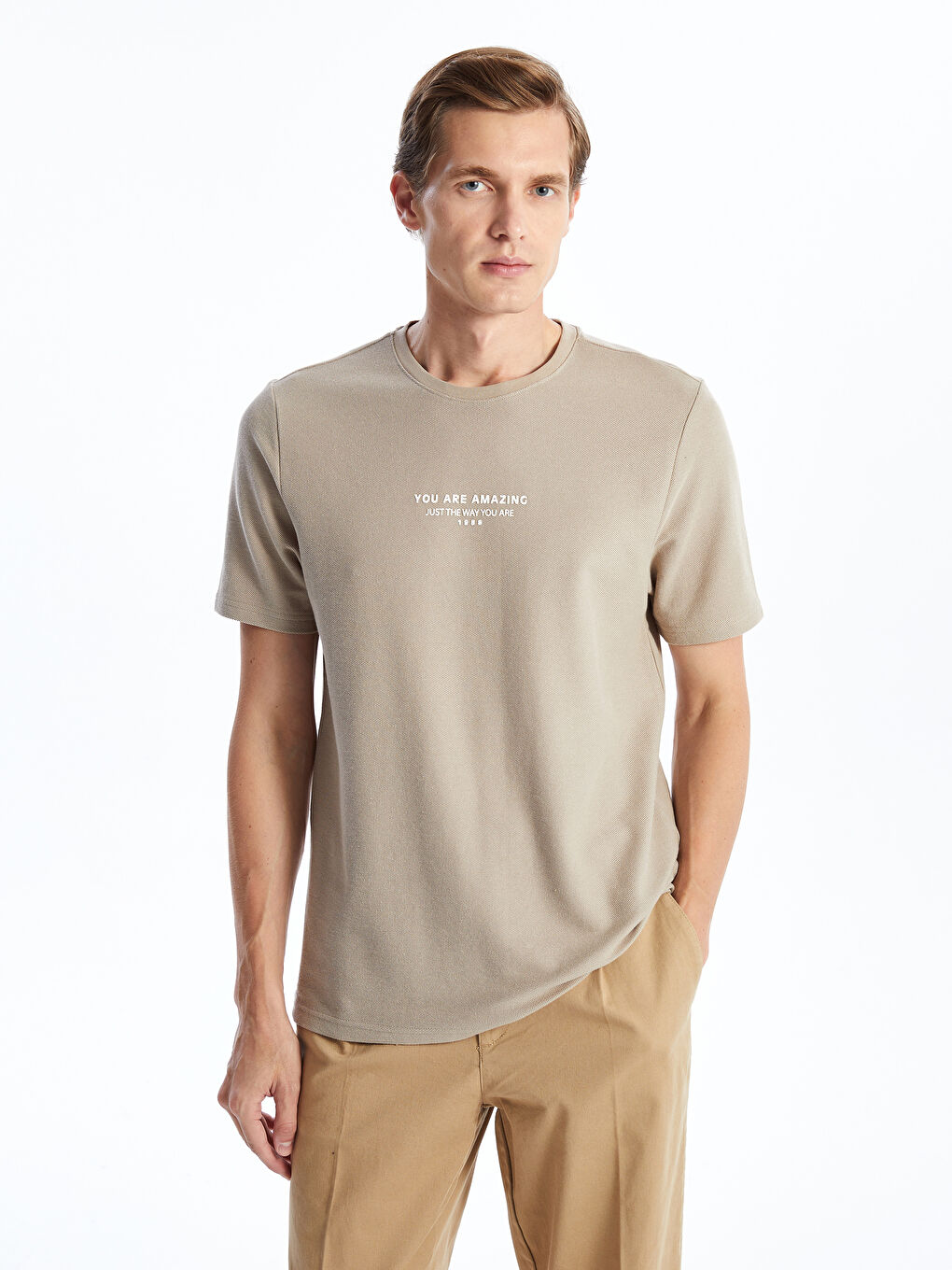 LCWAIKIKI Classic Crew Neck Short Sleeve Printed Men's T-Shirt -W53544Z8-SJJ