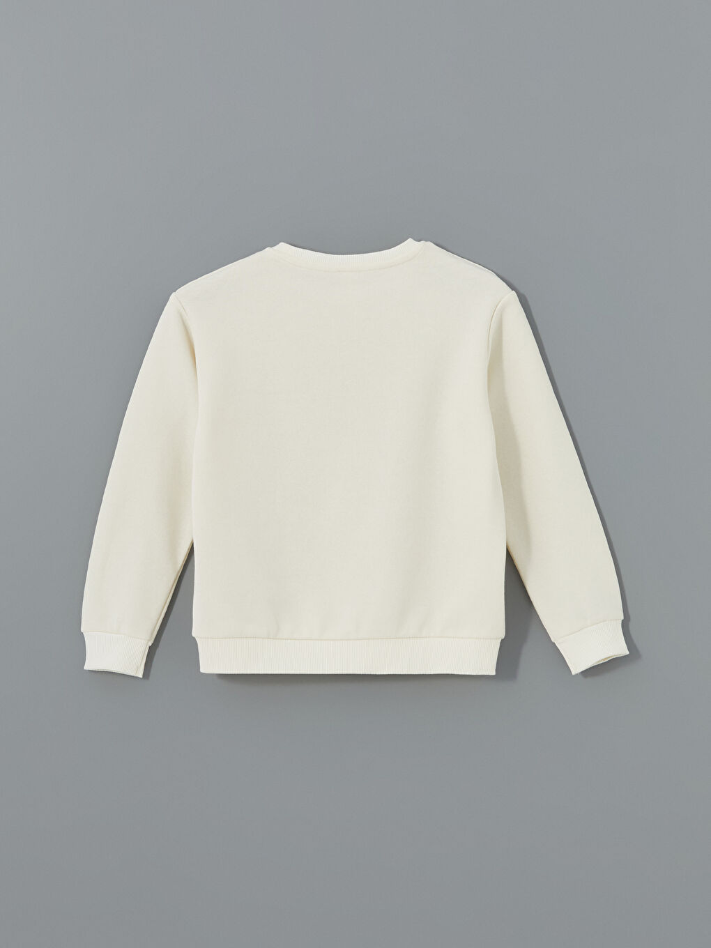 Ekru Bisiklet Yaka Baskılı Kız Çocuk Sweatshirt-2