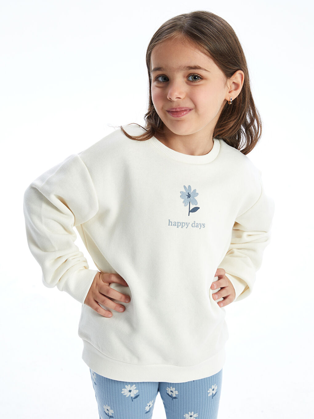 LCW Kids Crew Neck Floral Baby Girls Sweatshirt and Leggings 2 Pack -W4LS75Z1-FRC