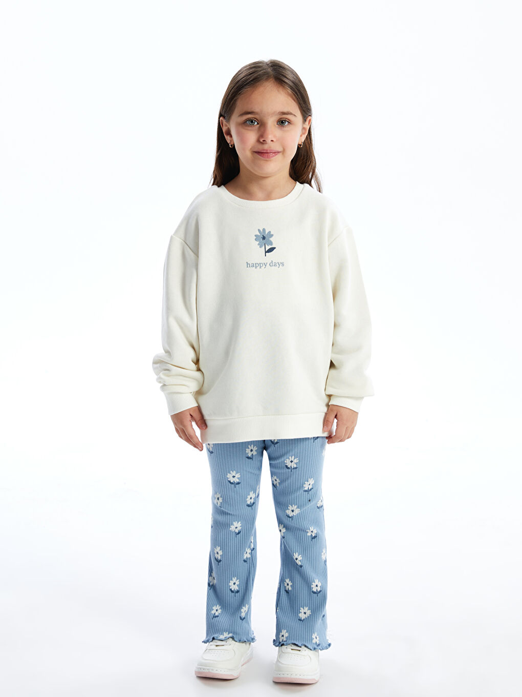 LCW Kids Crew Neck Floral Baby Girls Sweatshirt and Leggings 2 Pack -W4LS75Z1-FRC