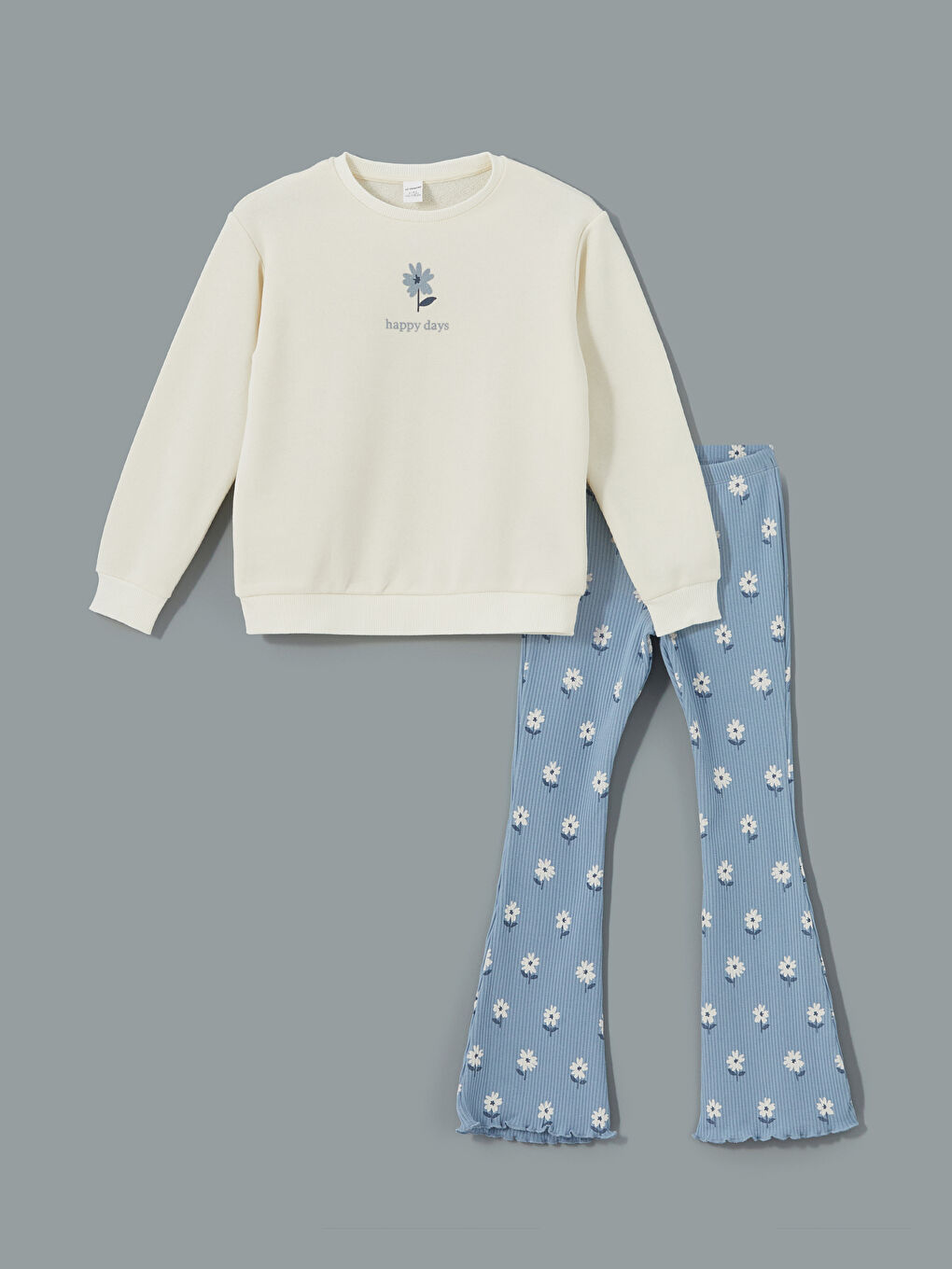 LCW Kids Crew Neck Floral Baby Girls Sweatshirt and Leggings 2 Pack -W4LS75Z1-FRC