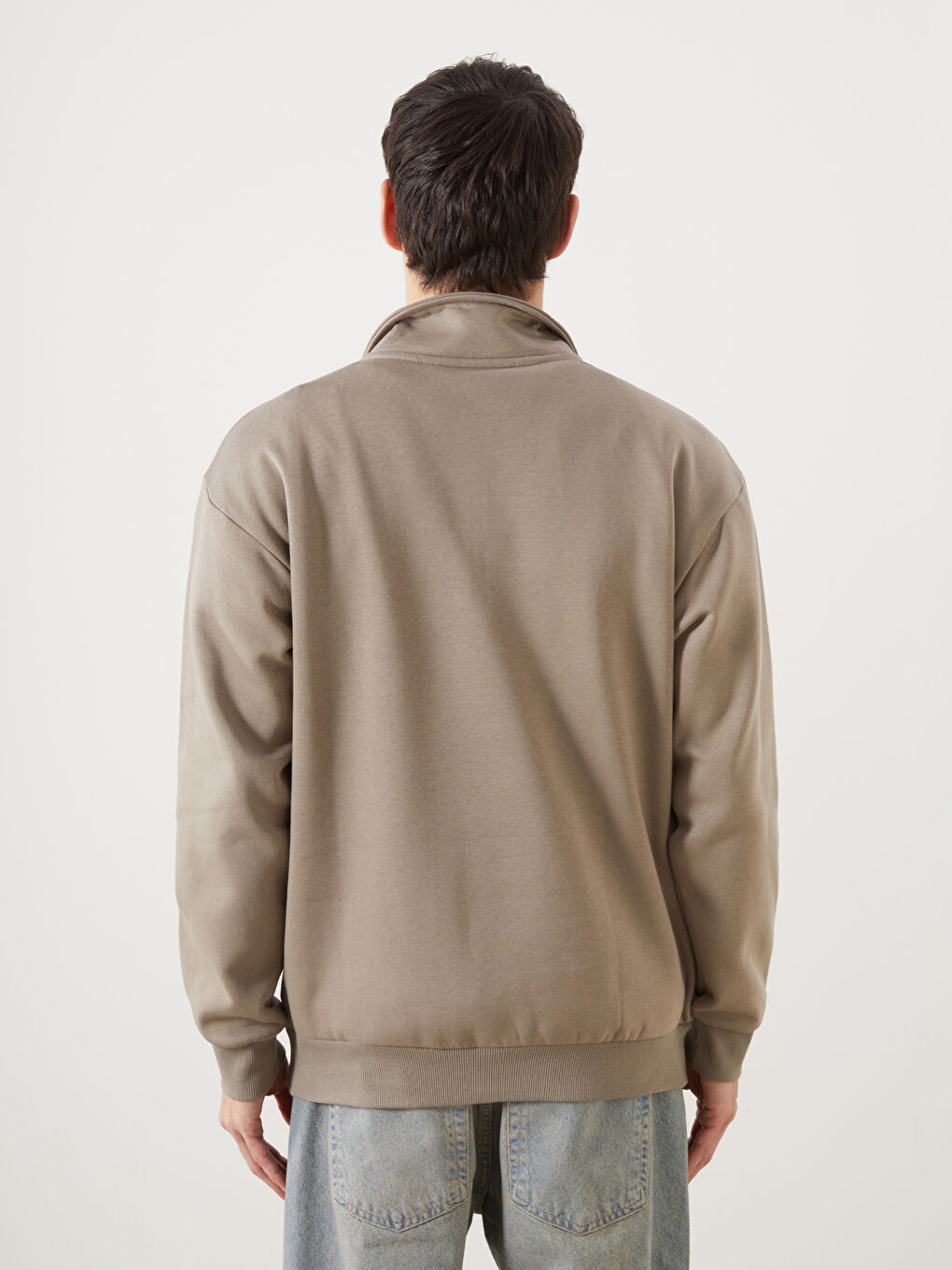 XSIDE Kahverengi Dik Yaka Uzun Kollu Kalın Erkek Sweatshirt - 3