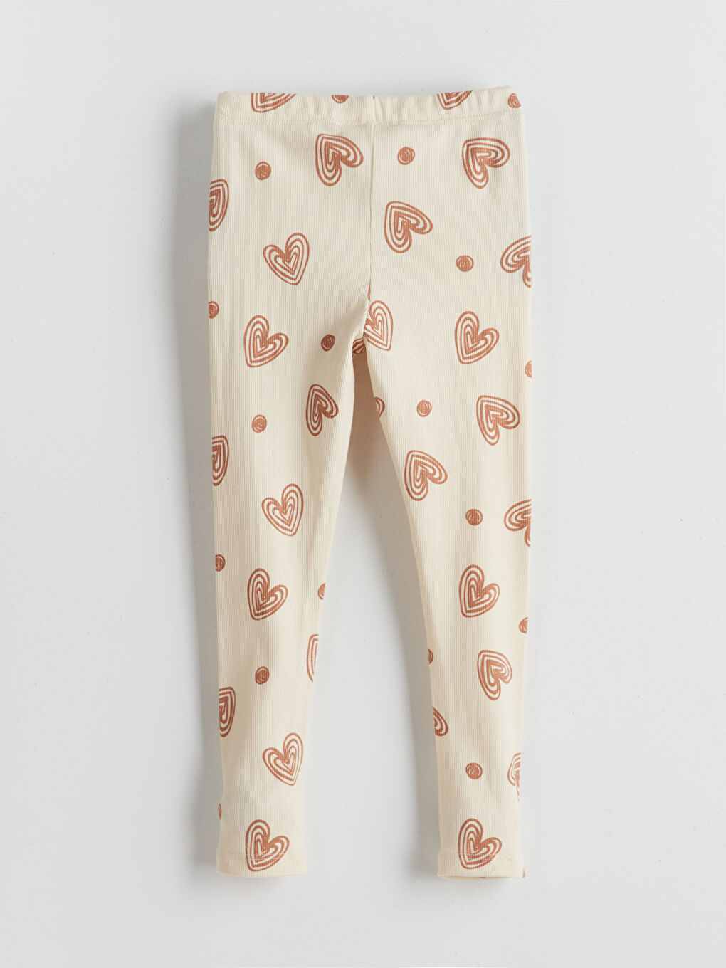 Ekru Beli Lastikli Baskılı Kız Çocuk Tayt-1