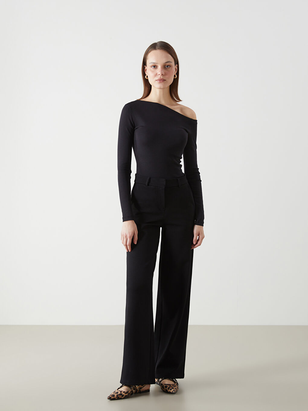 LCW Vision Regular Fit Wide Leg Women's Trousers -W4LT32Z8-CVL