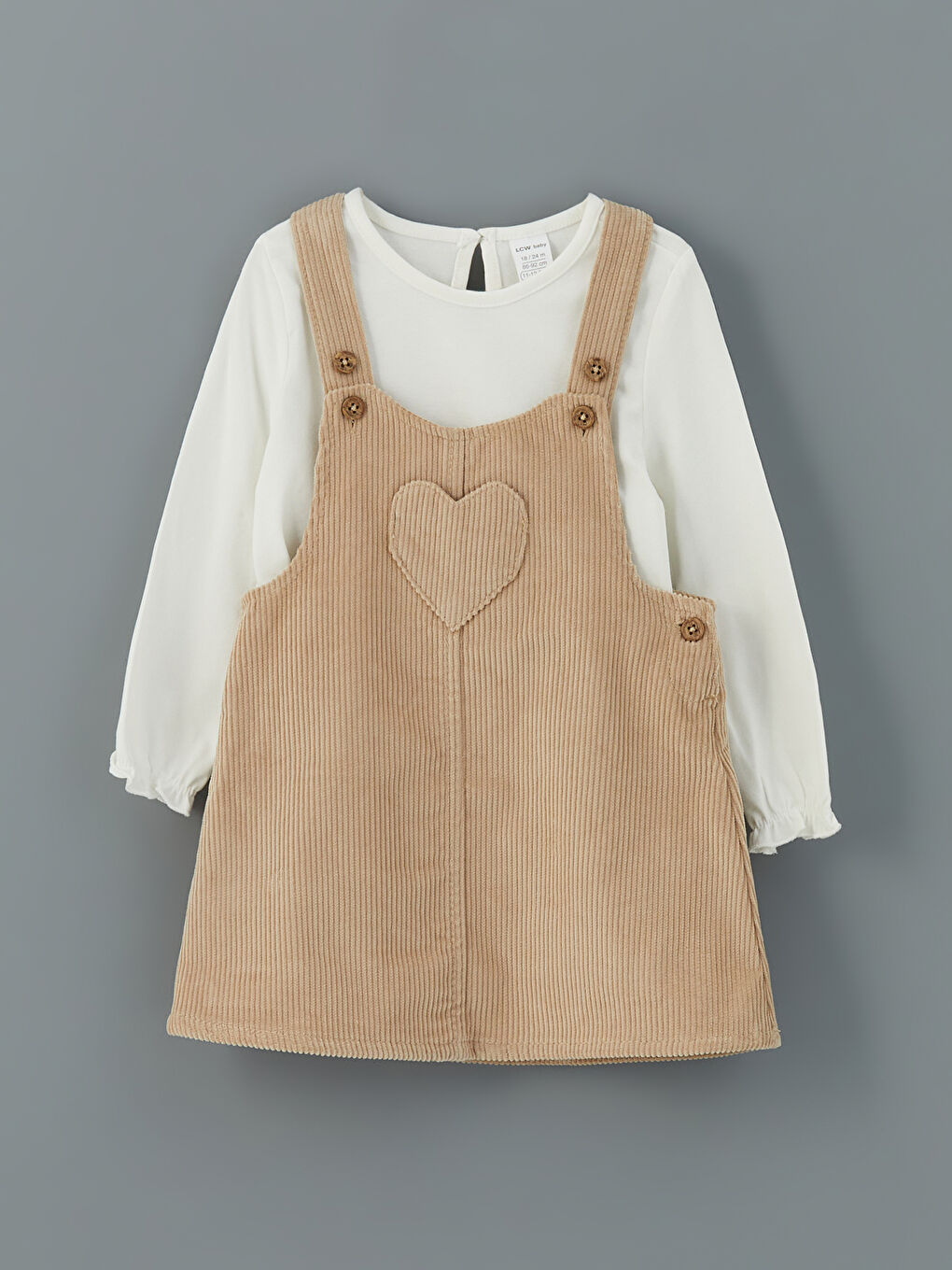 Crew Neck Velvet Baby Girls Blouse and Overalls 2 Pack -W53763Z1-QTZ