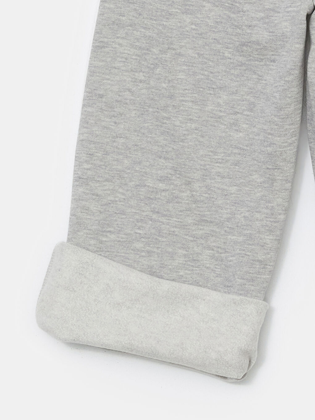 Gri Beli Lastikli Kız Çocuk Kalın Eşofman Altı-2
