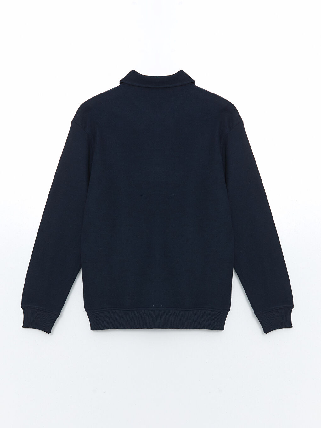 Lacivert Polo Yaka Uzun Kollu Erkek Sweatshirt-5
