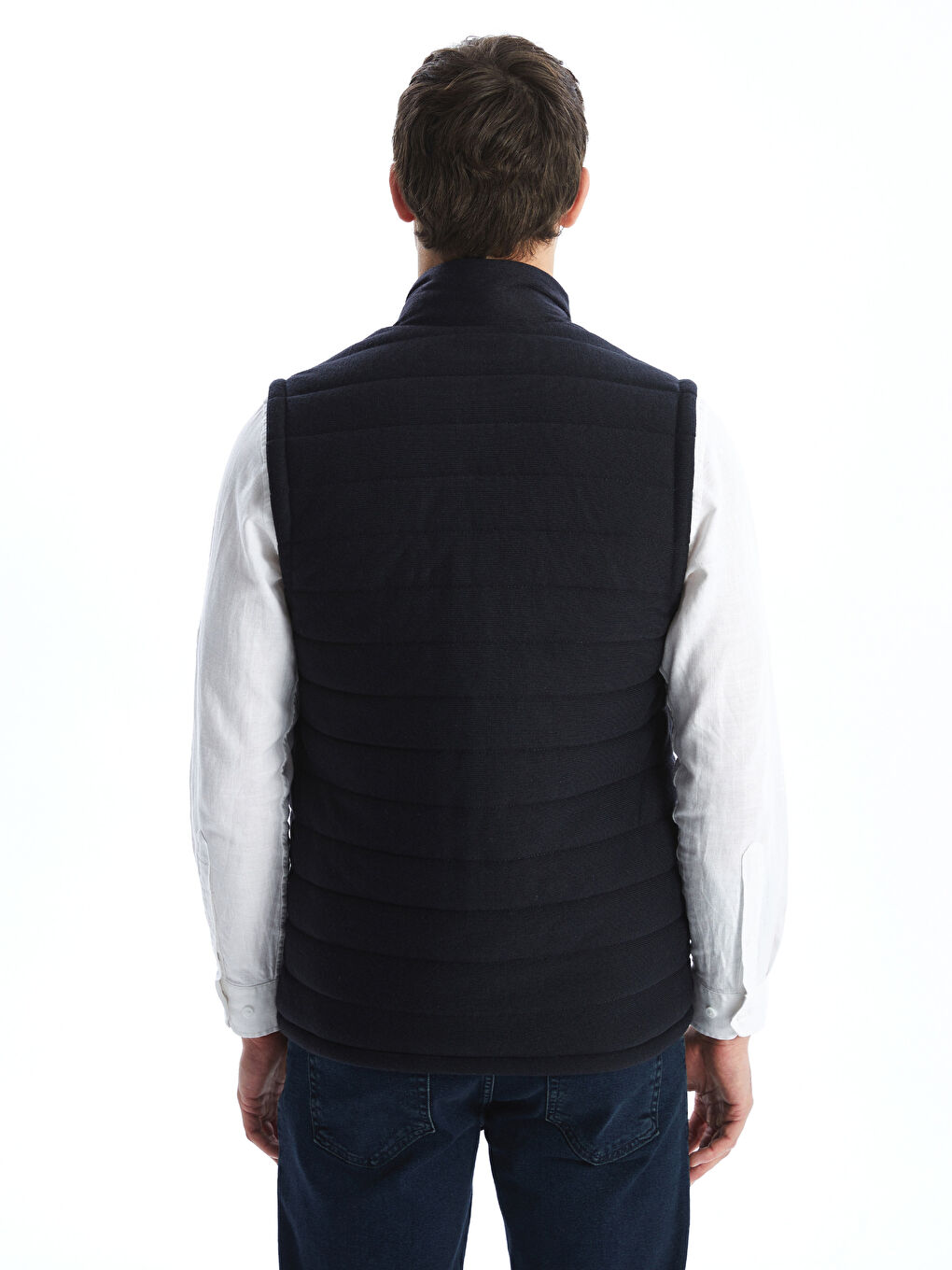 Lacivert Standart Kalıp Dik Yaka Erkek Yelek-3