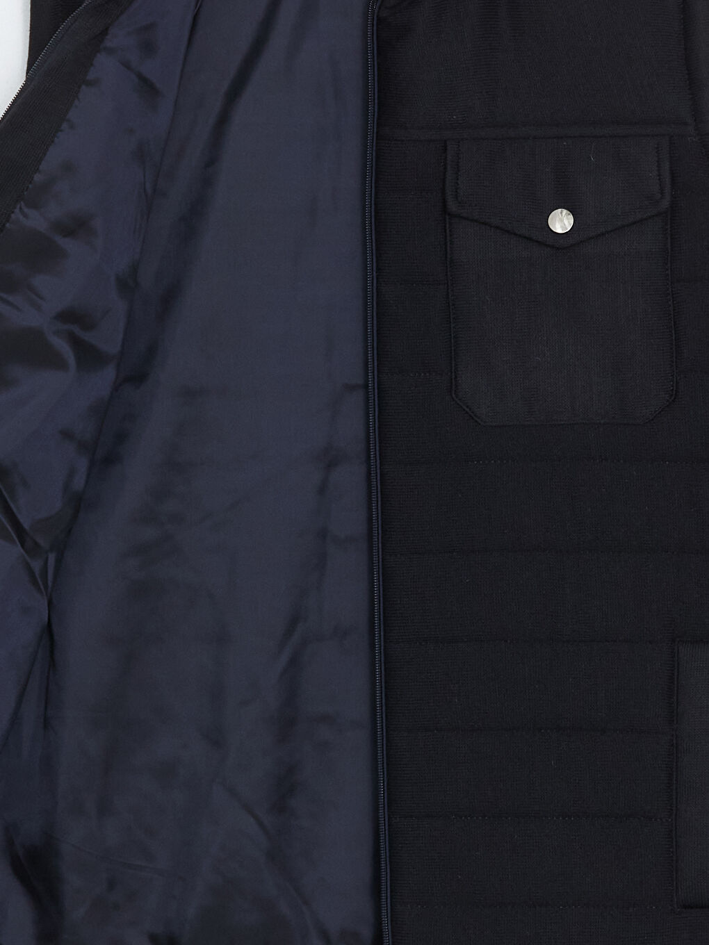 Lacivert Standart Kalıp Dik Yaka Erkek Yelek-6