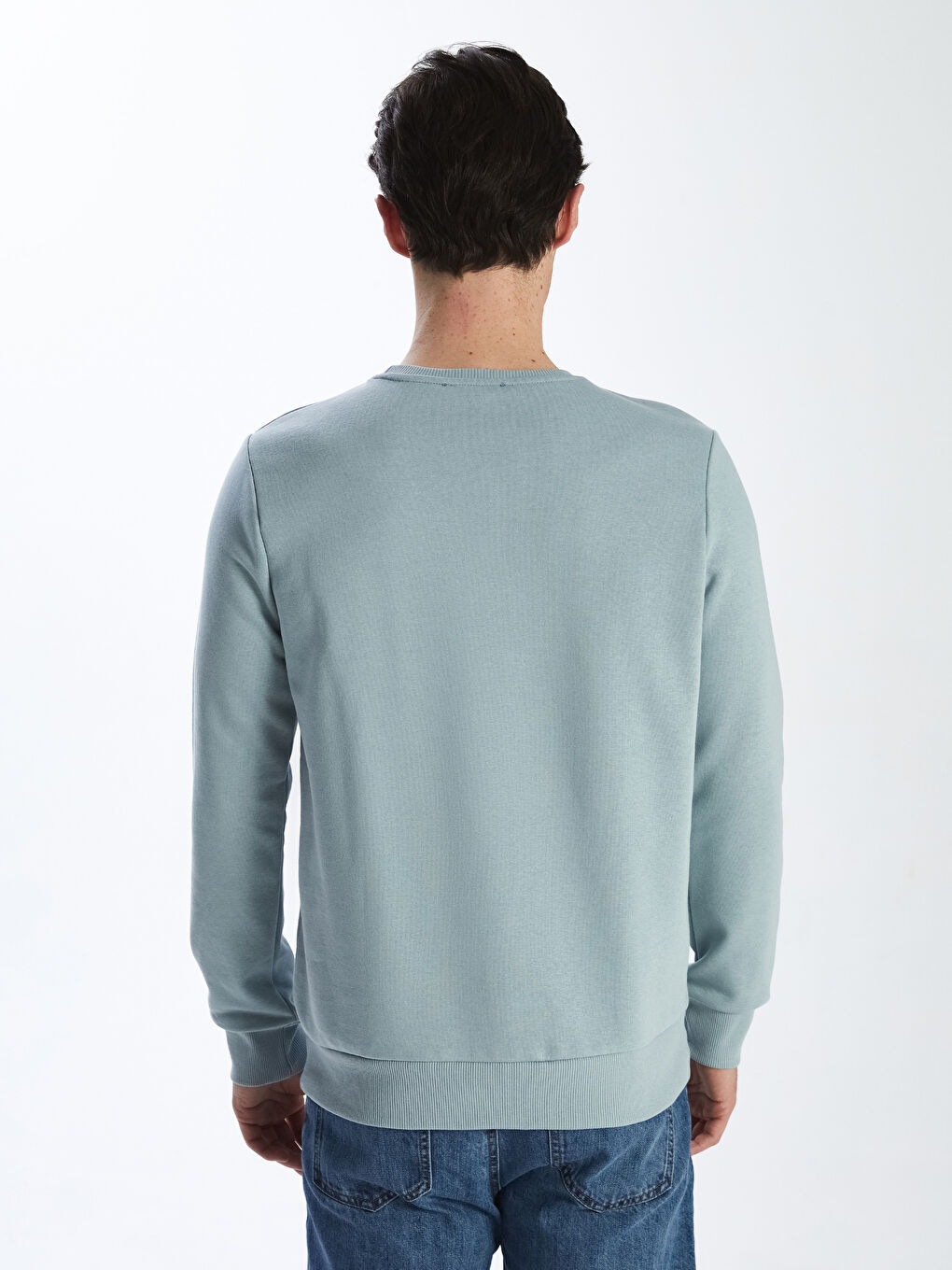 Mavi Bisiklet Yaka Uzun Kollu Kalın Erkek Sweatshirt-3