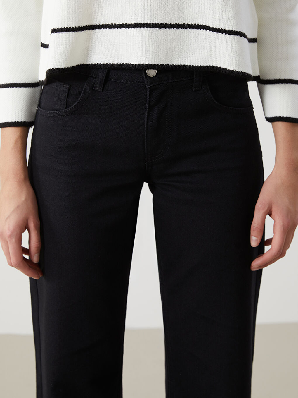 LCW Jeans Siyah Wideleg Kadın Jean Pantolon - 2