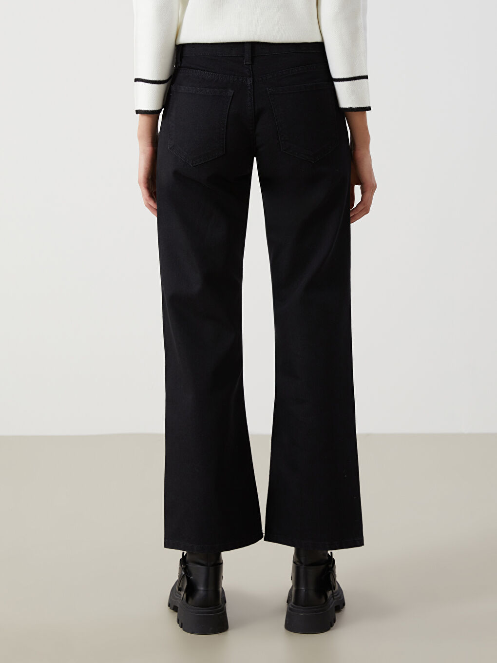 LCW Jeans Siyah Wideleg Kadın Jean Pantolon - 3