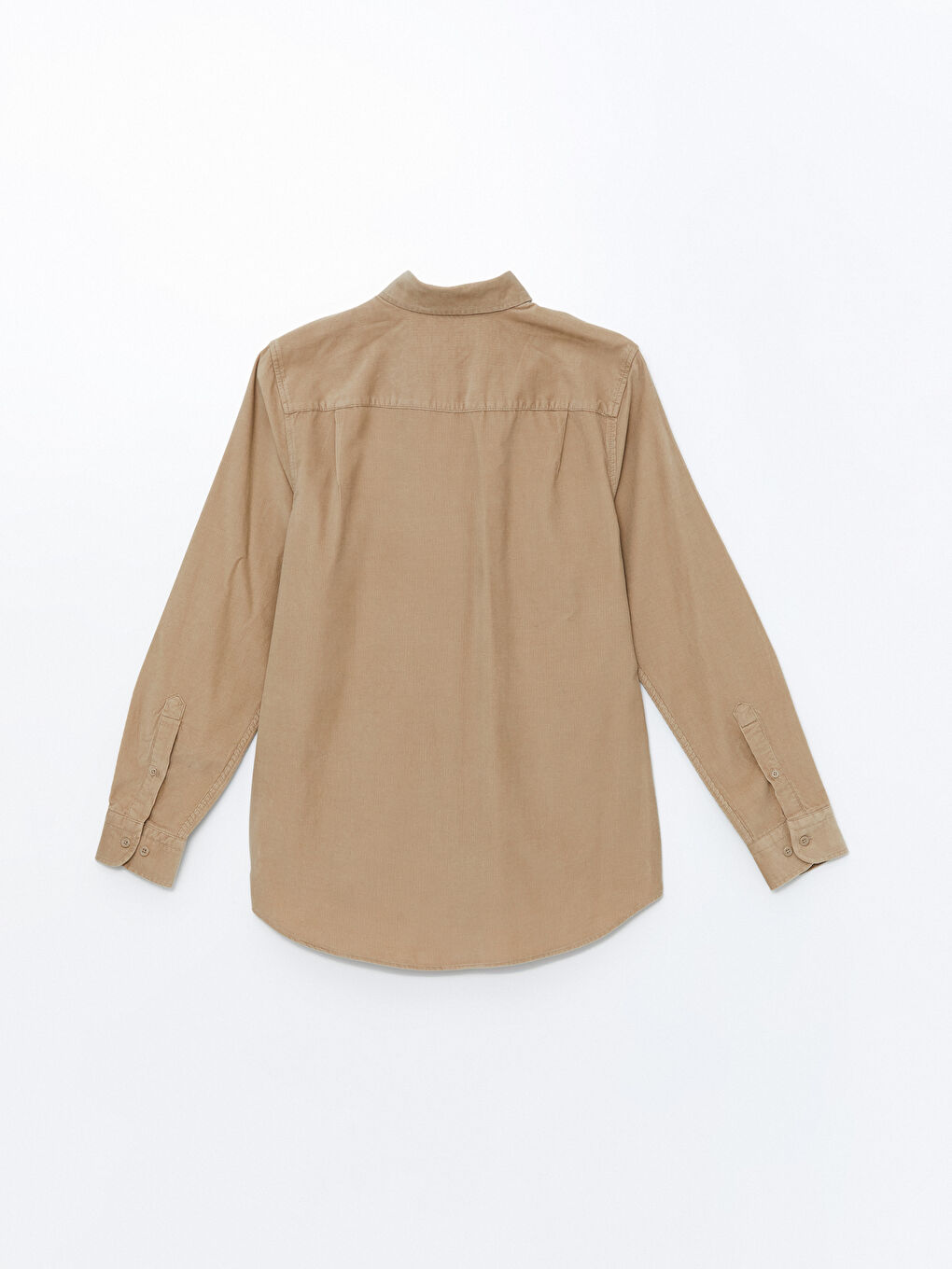 Bej Regular Fit Uzun Kollu Kadife Erkek Gömlek-11