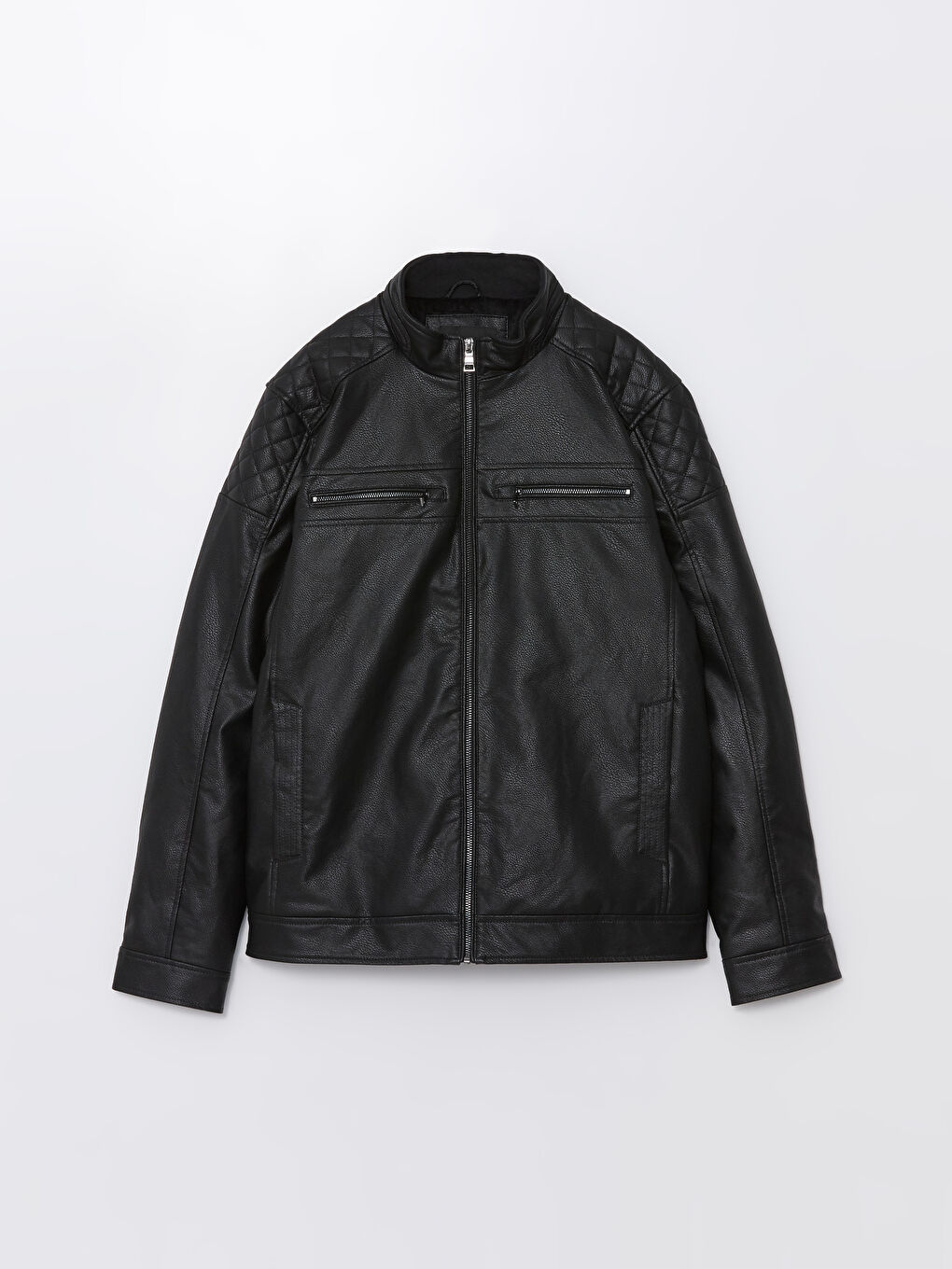 Стандартты пішім ерлерге арналған жасанды былғары күртке-5