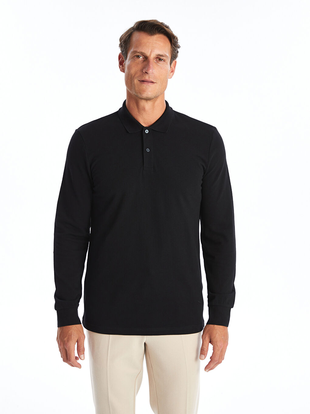 LCWAIKIKI Classic Μακρυμάνικο Πικέ T-Shirt Ζιβάγκο για Άνδρες -W54371Z8-CVL