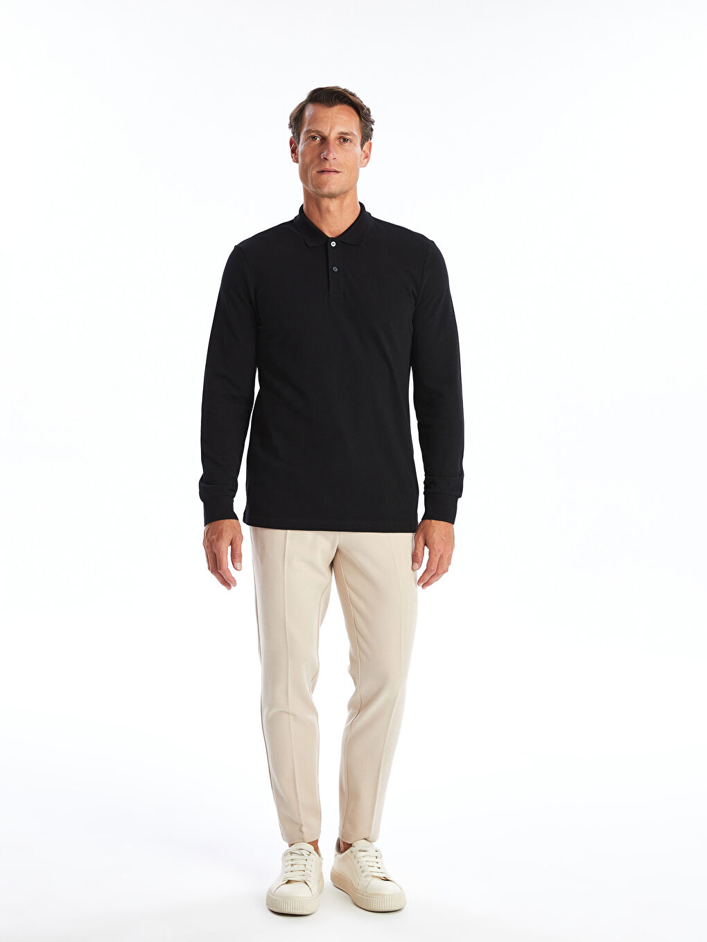 LCWAIKIKI Classic Μακρυμάνικο Πικέ T-Shirt Ζιβάγκο για Άνδρες -W54371Z8-CVL