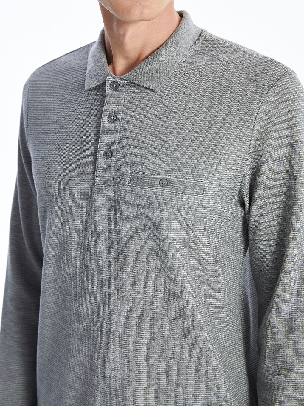 سويت شيرت ياقة بولو كم طويل للرجال-3