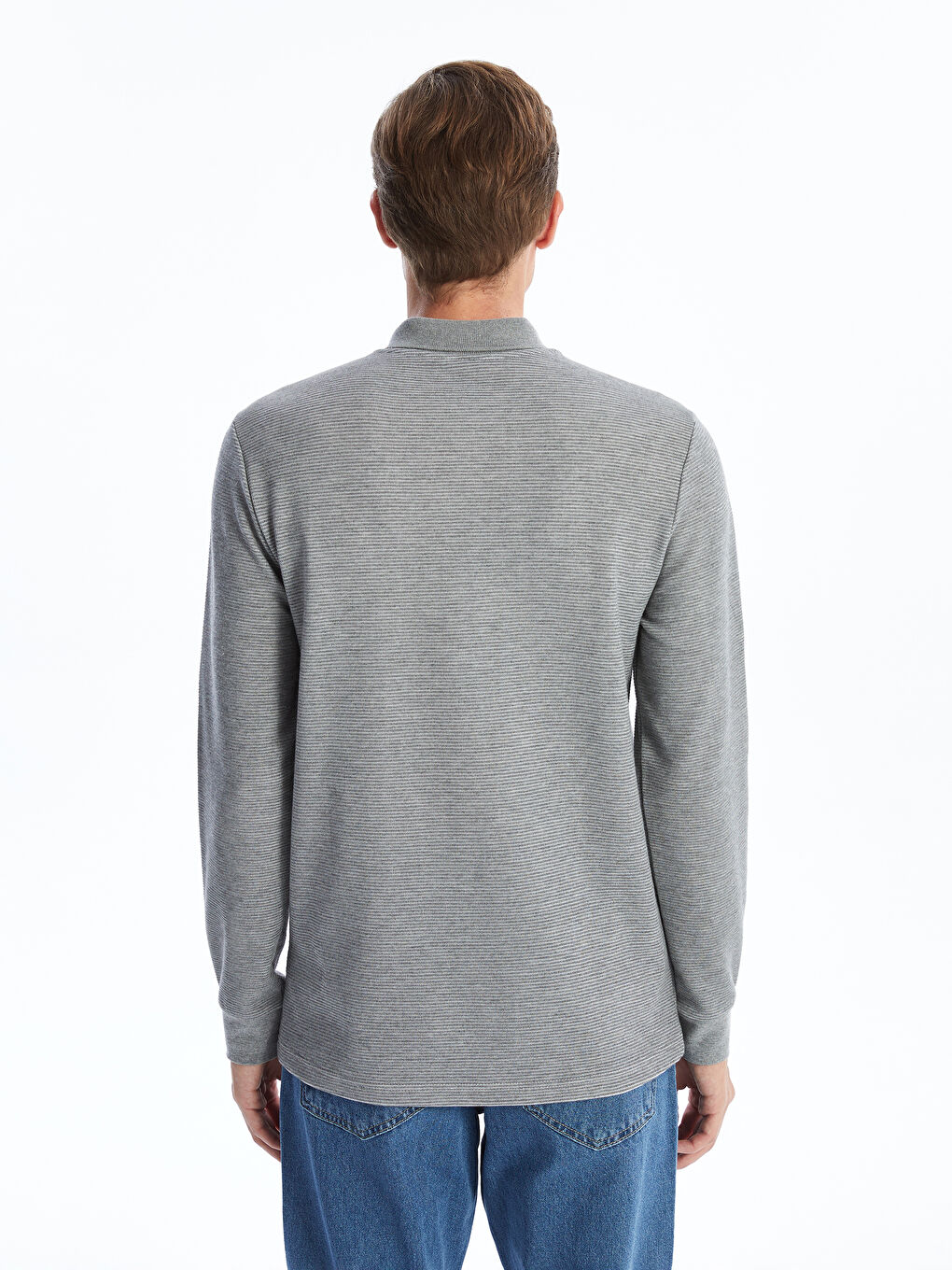 سويت شيرت ياقة بولو كم طويل للرجال-4