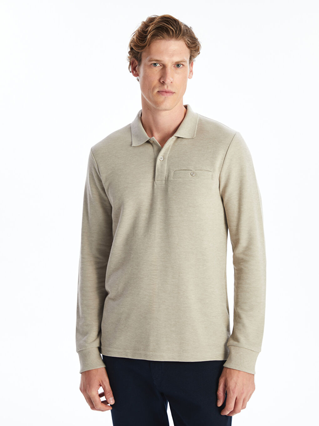 LCWAIKIKI Classic Polo Neck Long Sleeve Men's Sweatshirt -W54532Z8-DHA