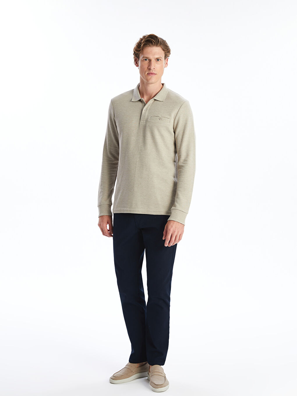LCWAIKIKI Classic Polo Neck Long Sleeve Men's Sweatshirt -W54532Z8-DHA