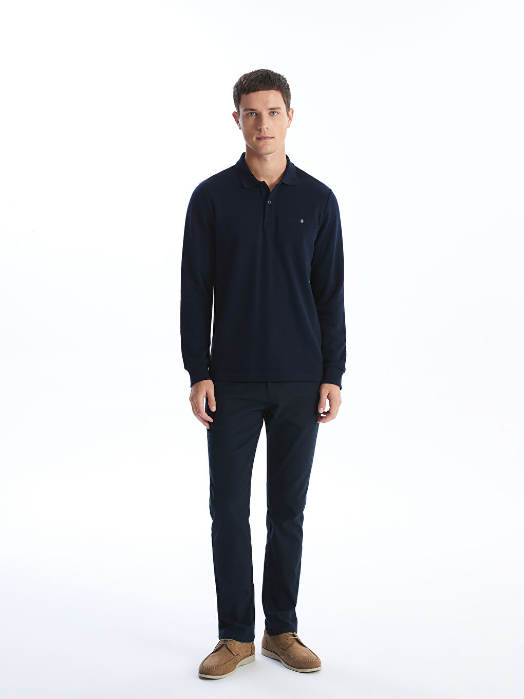 LCWAIKIKI Classic Polo Neck Long Sleeve Men's Sweatshirt -W54532Z8-DWP