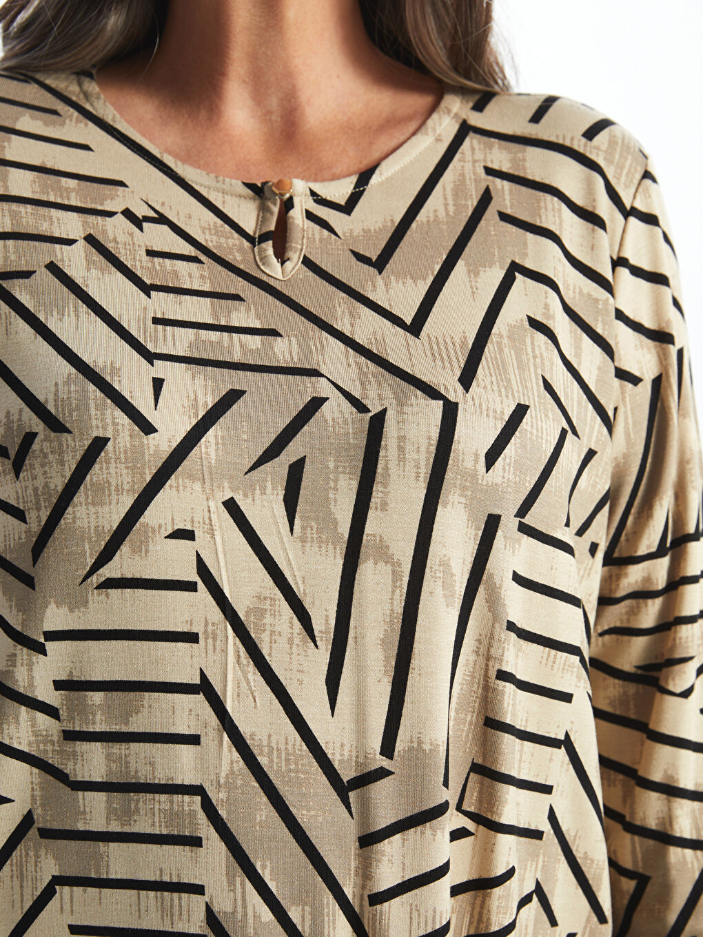 LCW Grace Crew Neck Patterned T-Shirt -W54564Z8-LQB
