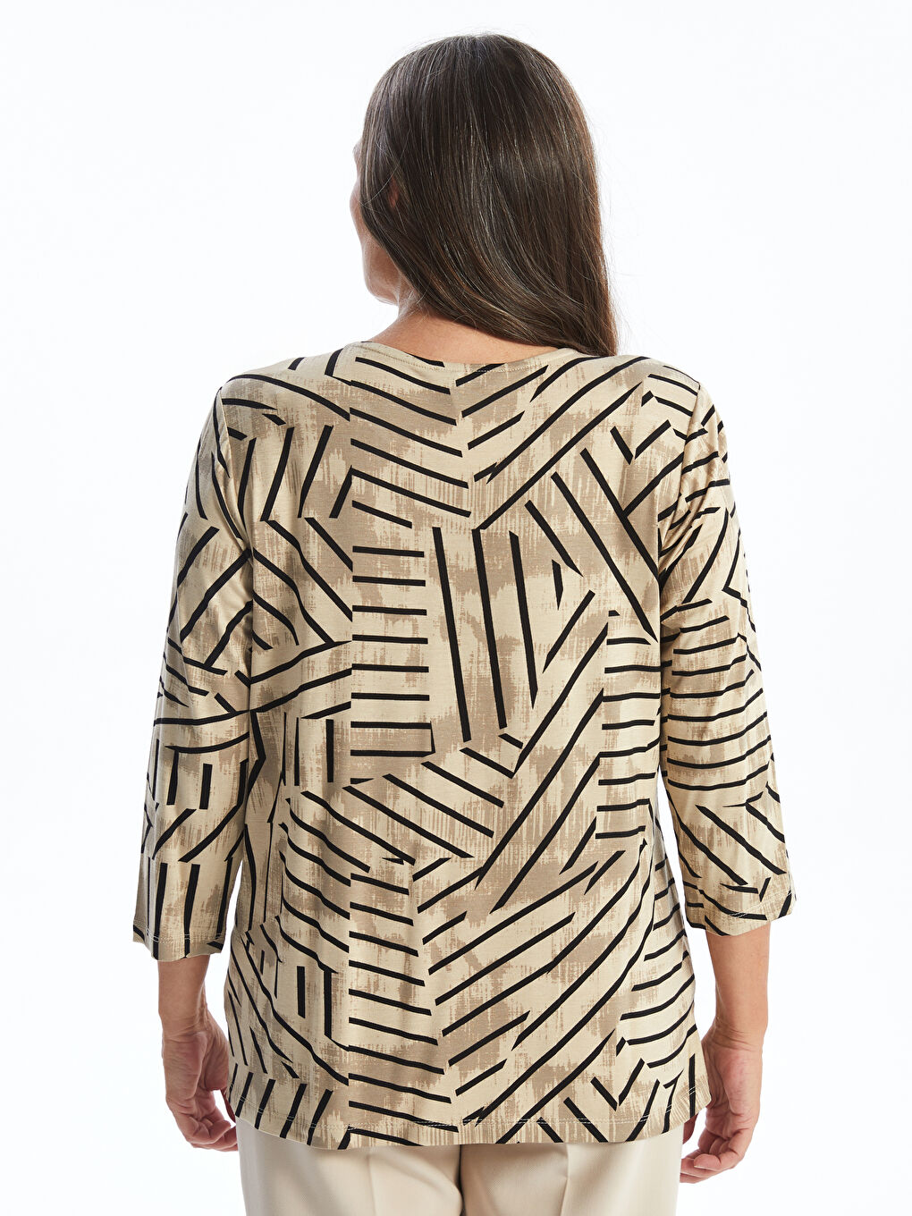 LCW Grace Crew Neck Patterned T-Shirt -W54564Z8-LQB