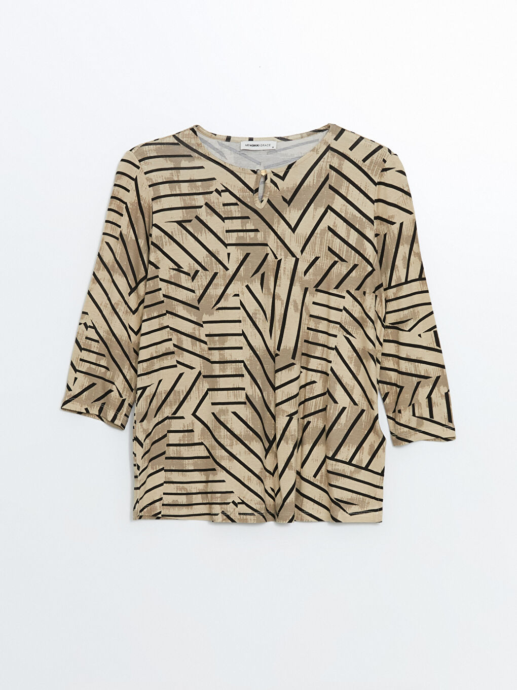 LCW Grace Crew Neck Patterned T-Shirt -W54564Z8-LQB
