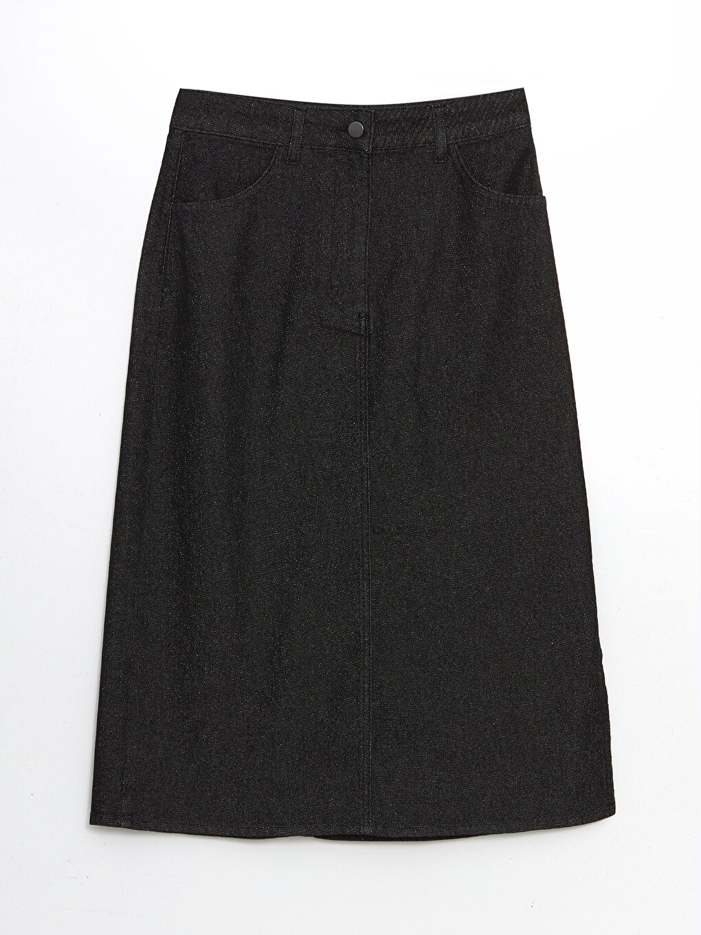 Siyah Standart Fit Kadın Jean Etek-4