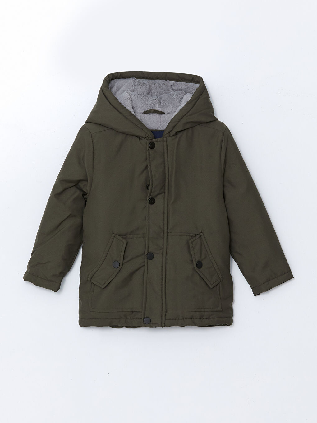 Haki Kapüşonlu Erkek Çocuk Mont