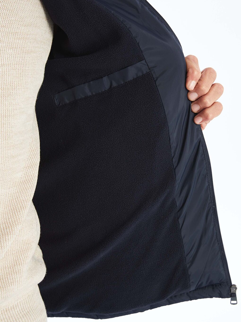 Lacivert Standart Kalıp Kapüşonlu Erkek Şişme Mont-4