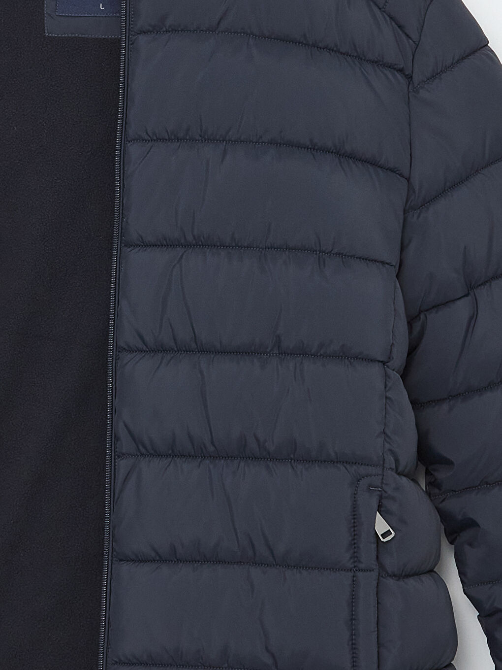 Lacivert Standart Kalıp Kapüşonlu Erkek Şişme Mont-8