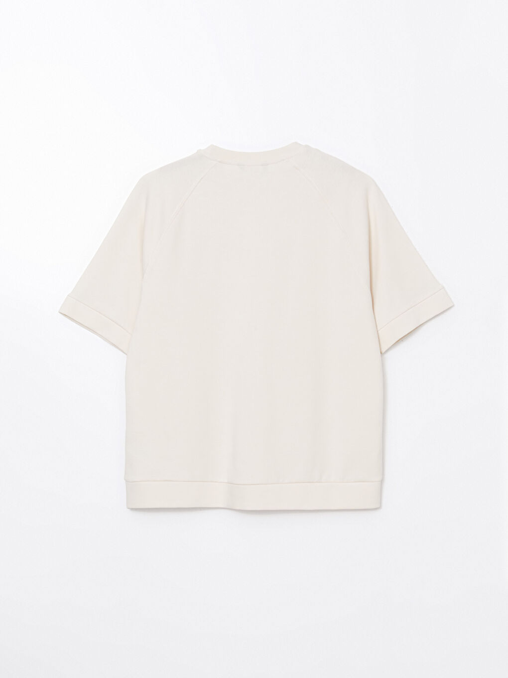 Bej Bisiklet Yaka Kısa Kollu Erkek Sweatshirt-5