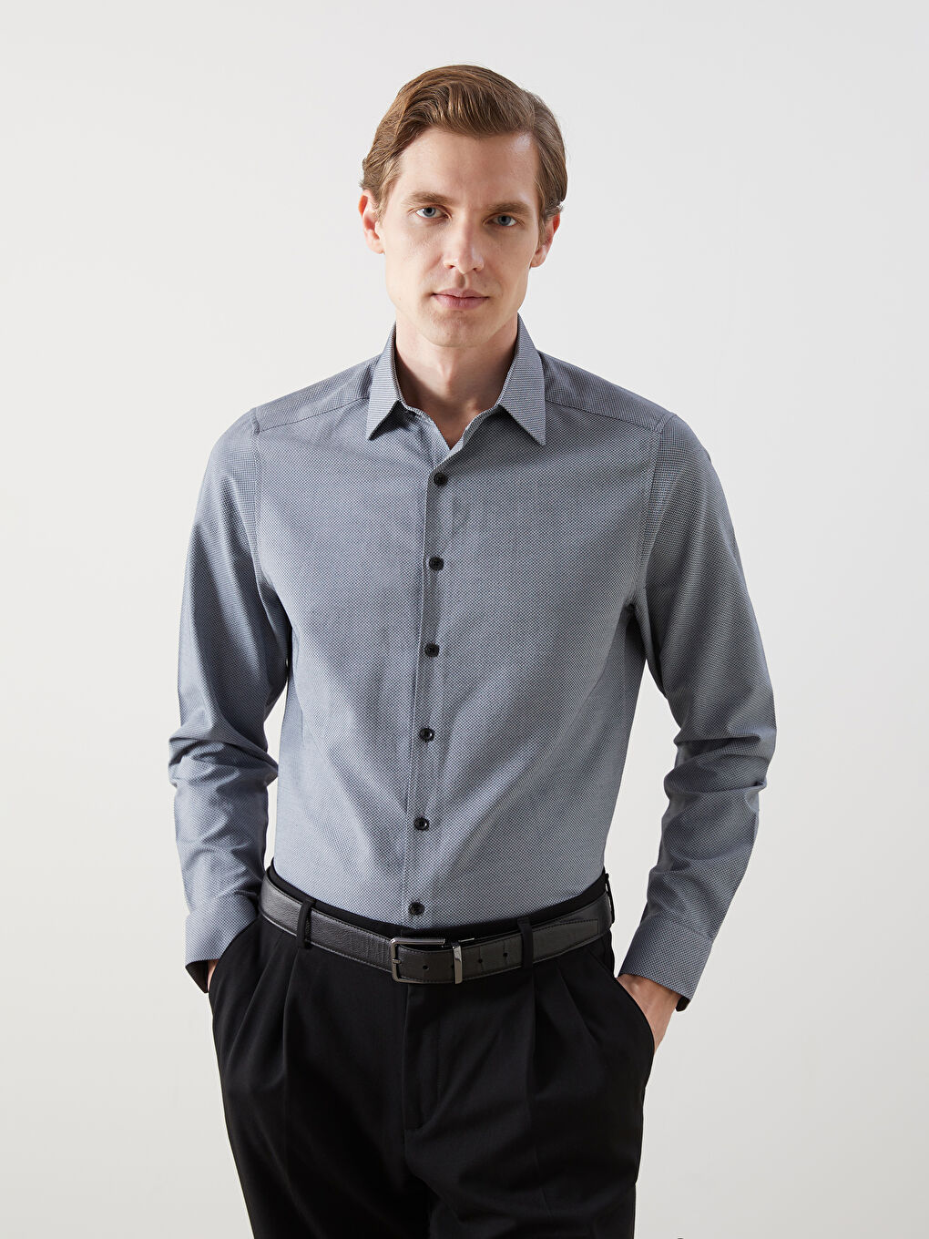 LCWAIKIKI Formal Slim Fit Long Sleeve Dobby Men's Shirt -W4LU71Z8-CS0