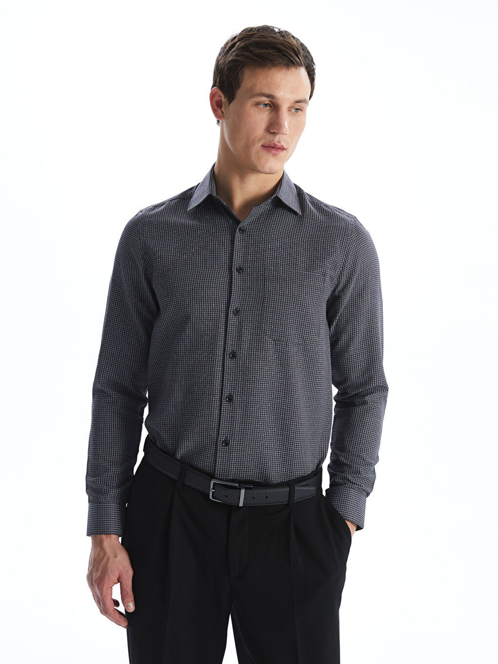 LCWAIKIKI Formal Regular Fit Long Sleeve Plaid Men's Shirt -W4LU74Z8-LML
