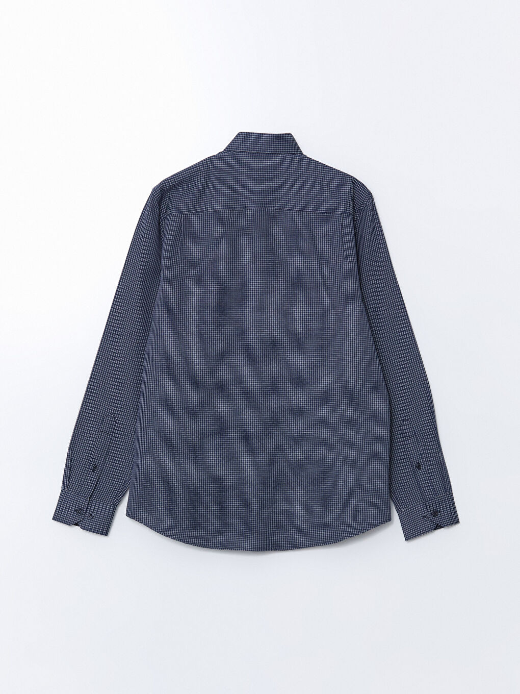 Lacivert Regular Fit Uzun Kollu Ekose Erkek Gömlek-5